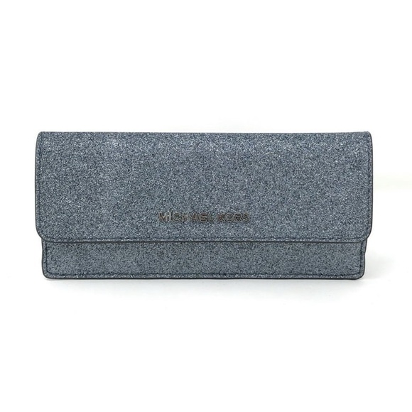 Michael Kors Jet Set Travel Giftables Leather Flat Wallet in Dusty Blue NWT - Picture 2 of 8